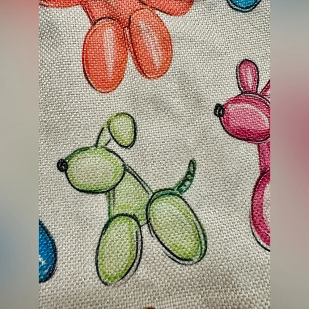 New Colorful Balloon Dog Makeup Tech Pencil Zippered Bag Pouch w/ Charm - 10.5”